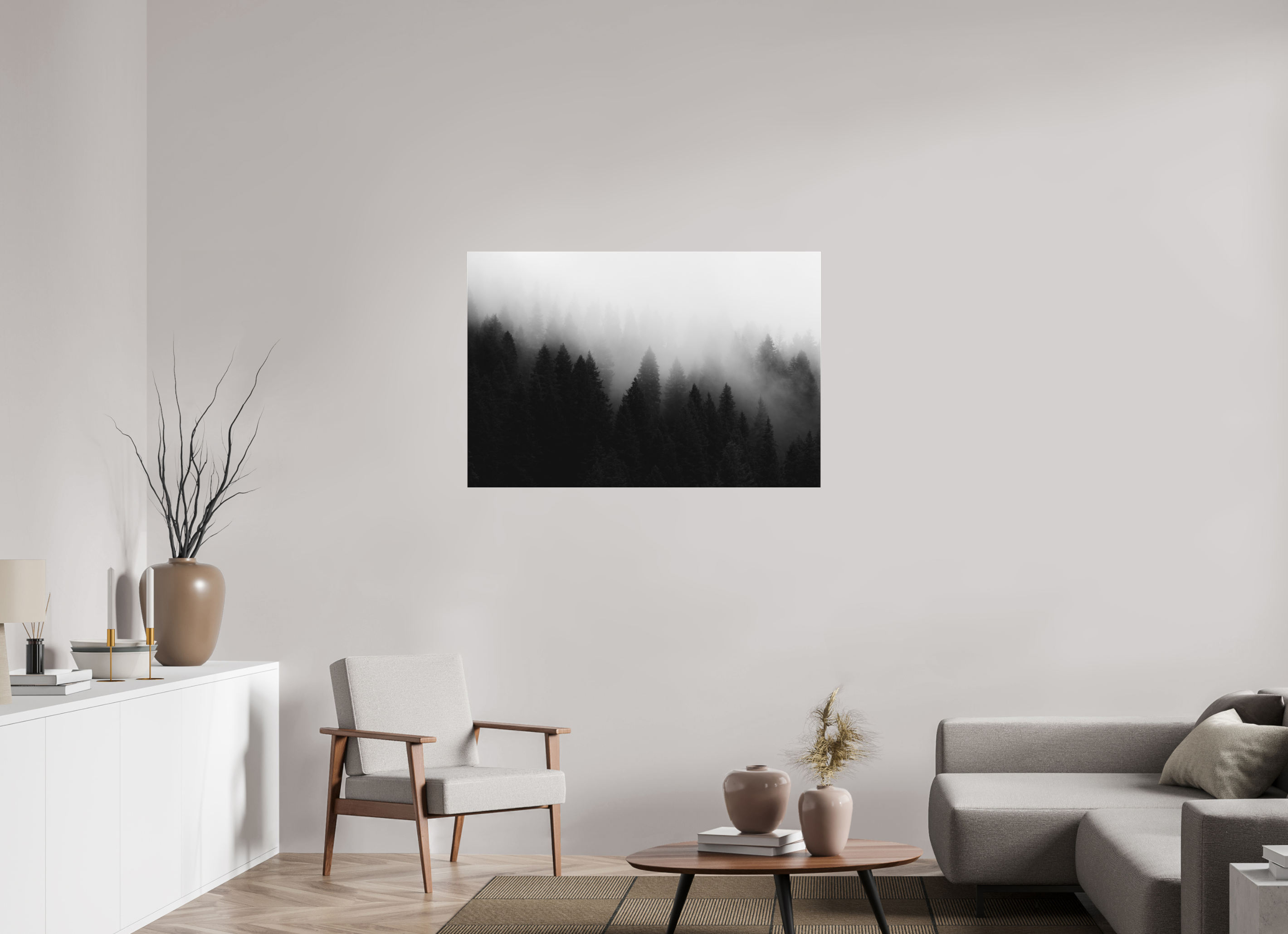 45 x 30″, Matte Glass Tree in Fog