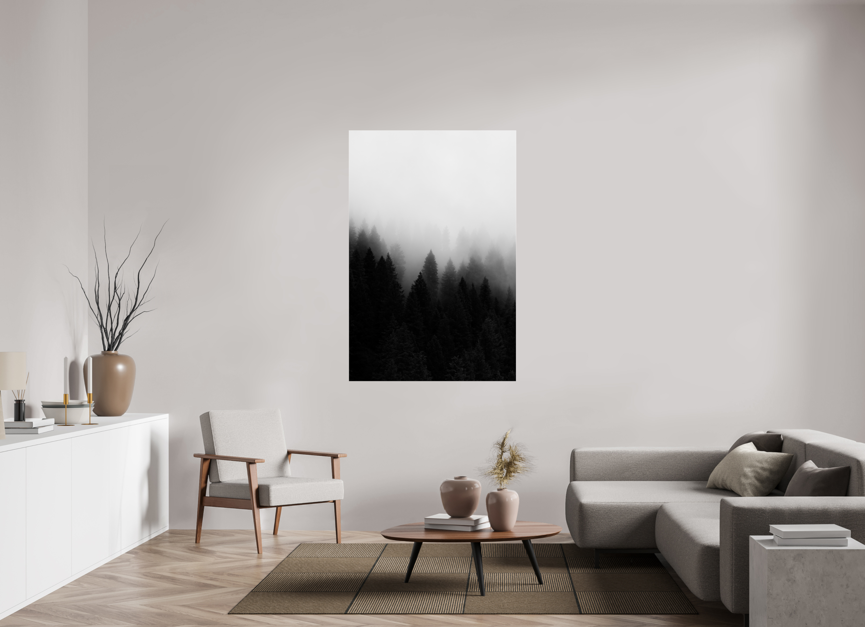 40 x 60″, Glossy Tree In Fog Portrait