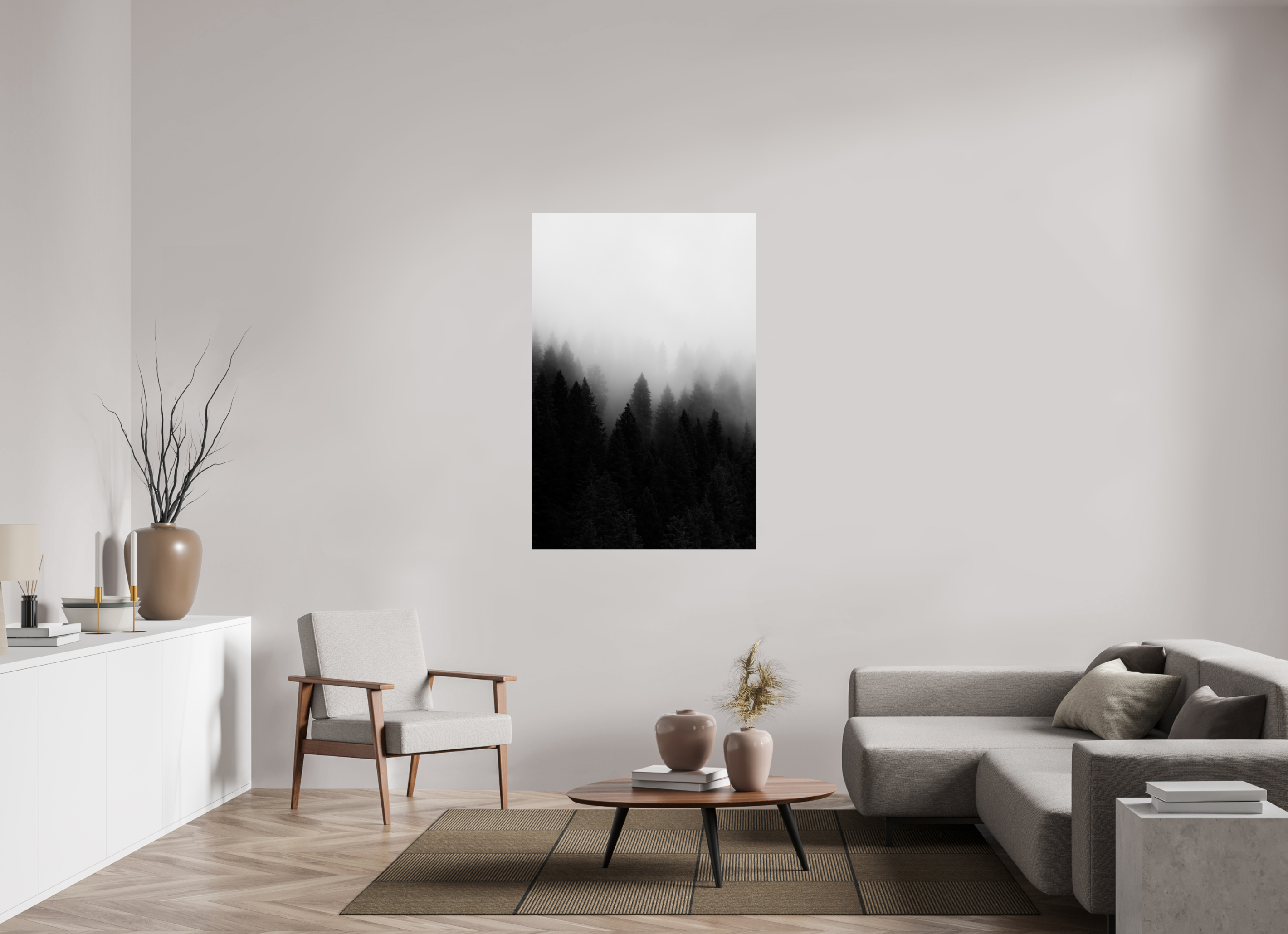 36 x 54″, Glossy Tree In Fog Portrait