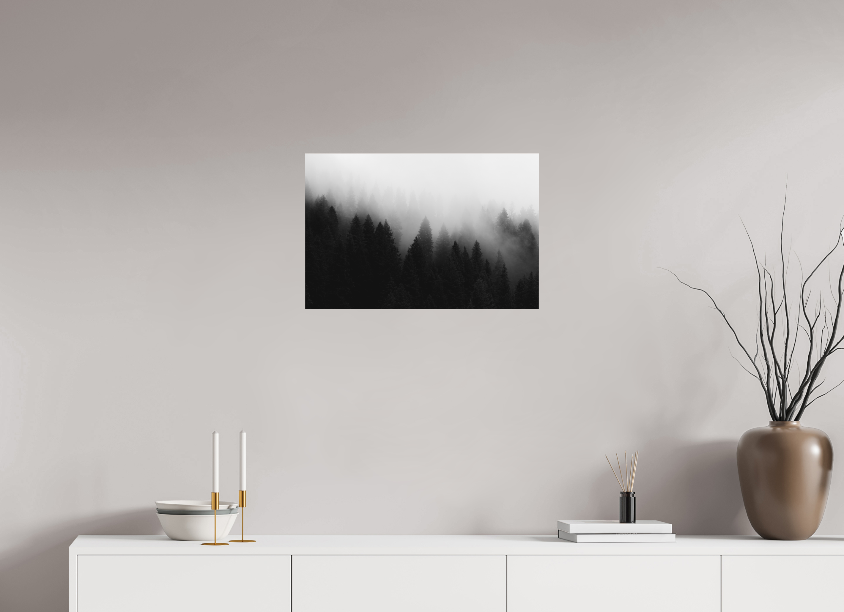 24 x 16″, Matte Glass Tree in Fog