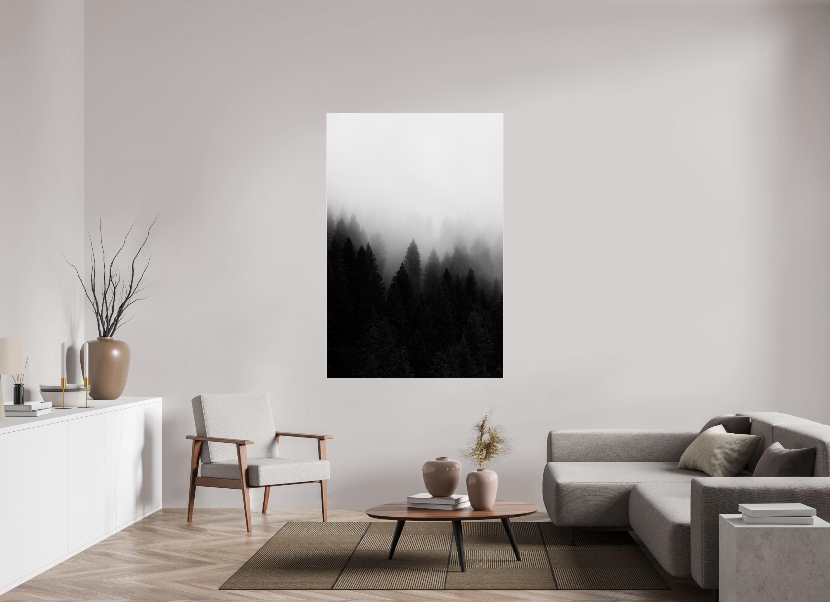 44 x 66″, Glossy Tree In Fog Portrait