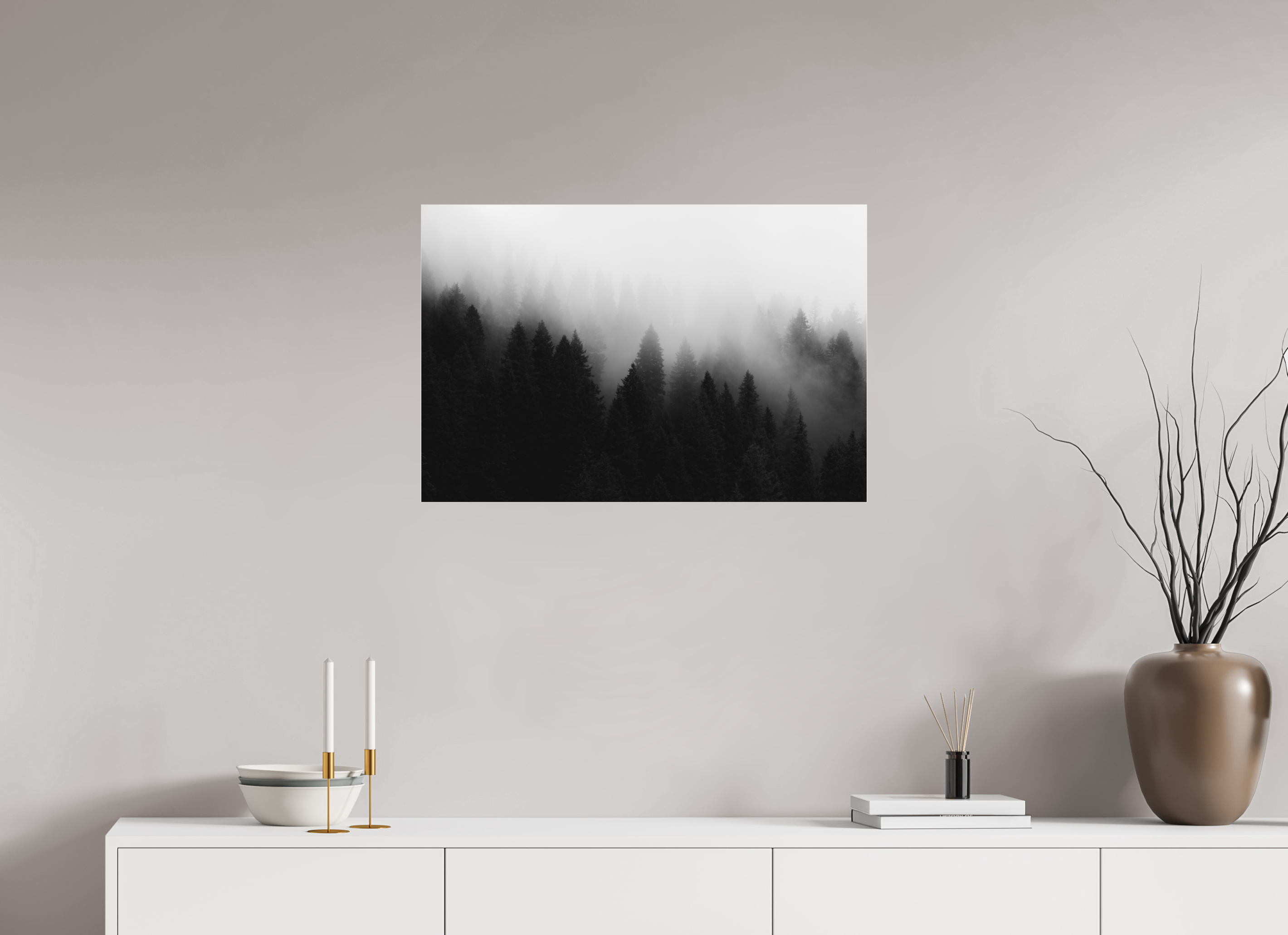30 x 20″, Matte Glass Tree in Fog